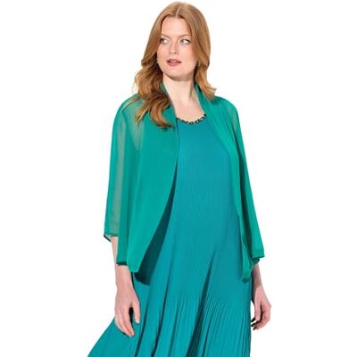 Ulla Popken Ulla popkar, kvinnor, stora storlekar, chiffongjacka, oversized, sjalkrage, 3/4-ärm, Grön, 46-48 Ulla Popken Ulla popkar, kvinnor, stora storlekar, chiffongjacka, oversized, sjalkrage, 3/4-ärm, Grön, 46-48
