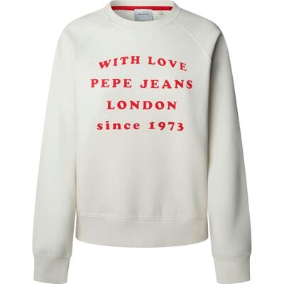 Pepe Jeans dam BEL sweatshirt, beige (OYSTER WHITE), M, Beige (ostronvit), M Pepe Jeans dam BEL sweatshirt, beige (OYSTER WHITE), M, Beige (ostronvit), M