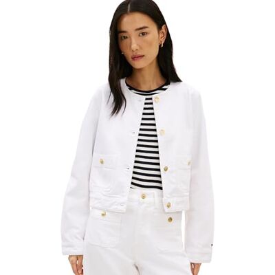 Tommy Hilfiger dam Dnm Clr damjacka Ls WW0WW48591, vit, 38 Tommy Hilfiger dam Dnm Clr damjacka Ls WW0WW48591, vit, 38