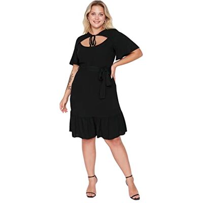 Trendyol Midi Standard Regular Plus Size Klänning för kvinnor, Svart, 38 Trendyol Midi Standard Regular Plus Size Klänning för kvinnor, Svart, 38