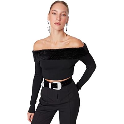 Trendyol Blus Svart Crop, Svart, 60 SE Trendyol Blus Svart Crop, Svart, 60 SE