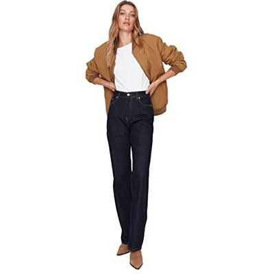 Trendyol 90-tals jeans med vida ben, marinblå, 32, marinblå, 58 SE Trendyol 90-tals jeans med vida ben, marinblå, 32, marinblå, 58 SE