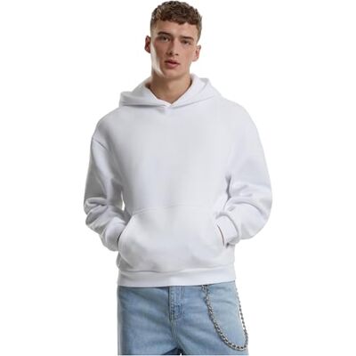 Urban Classics Huvtröja för män, fluffig huvtröja, avslappnad huvtröja för män, oversize passform, storlekar S–5XL, Vit, M Urban Classics Huvtröja för män, fluffig huvtröja, avslappnad huvtröja för män, oversize passform, storlekar S–5XL, Vit, M
