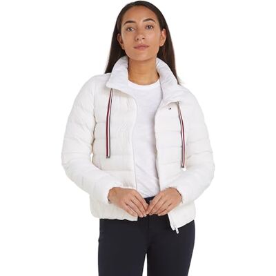 Tommy Hilfiger dam dunfylld jacka packbar vadderad vinter, Vit (Th Optic White), XL Tommy Hilfiger dam dunfylld jacka packbar vadderad vinter, Vit (Th Optic White), XL