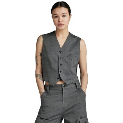 G-STAR RAW Dam, Wool Waistcoat Sless Wmn Casual Blazer, Flerfärgad (Dk Black/Dim Grey fiskben D24208-d506-g267), M G-STAR RAW Dam, Wool Waistcoat Sless Wmn Casual Blazer, Flerfärgad (Dk Black/Dim Grey fiskben D24208-d506-g267), M