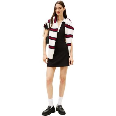 Tommy Jeans TJW Contrast VPOLO FIT&Flare EXT DW0DW17937, svart, L, svart (svart), L Tommy Jeans TJW Contrast VPOLO FIT&Flare EXT DW0DW17937, svart, L, svart (svart), L