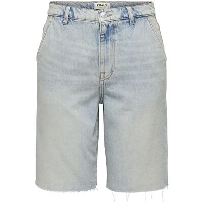 ONLY Onlruth Mw Loose Long DNM-shorts Dot, Mellanblå denim, L ONLY Onlruth Mw Loose Long DNM-shorts Dot, Mellanblå denim, L