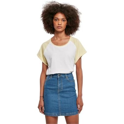 Urban Classics dam T-tröja Damer kontrast raglan te, Vit/Softgul, M Urban Classics dam T-tröja Damer kontrast raglan te, Vit/Softgul, M