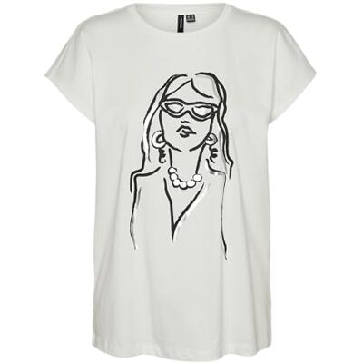 VERO MODA VMELOI AVI SS TOP Box JRS GA, Snövit/tryck: 1 flicka, XS VERO MODA VMELOI AVI SS TOP Box JRS GA, Snövit/tryck: 1 flicka, XS