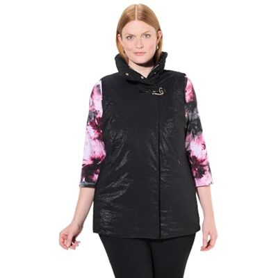 Ulla Popken damer stora storlekar överdimensionerade plus size väst, smyckeslås, ståkrage, komplett foder, svart, 58-60 Ulla Popken damer stora storlekar överdimensionerade plus size väst, smyckeslås, ståkrage, komplett foder, svart, 58-60