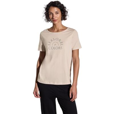 Street One T-shirt med Wording, Slät sand beige, 34 Street One T-shirt med Wording, Slät sand beige, 34