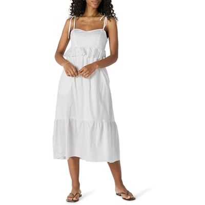 Amazon Essentials Aewm18349 normal passform imperium midja midi volang klänning (förpackning med 1), Vitt, XL Amazon Essentials Aewm18349 normal passform imperium midja midi volang klänning (förpackning med 1), Vitt, XL
