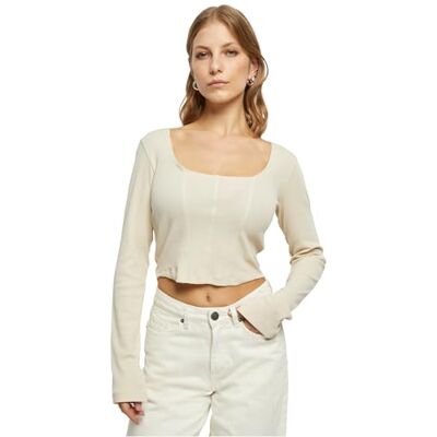 Urban Classics Kvinna T-Shirt Ladies Short Rib Corsage Longsleeve, Softseagrass, XXL Urban Classics Kvinna T-Shirt Ladies Short Rib Corsage Longsleeve, Softseagrass, XXL