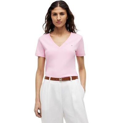 Tommy Hilfiger S/S T-shirt dam, Rosa (klassisk rosa), L Tommy Hilfiger S/S T-shirt dam, Rosa (klassisk rosa), L