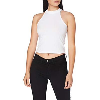 Build Your Brand Dam turtleneck kort topp t-shirt, Vit, XL Build Your Brand Dam turtleneck kort topp t-shirt, Vit, XL