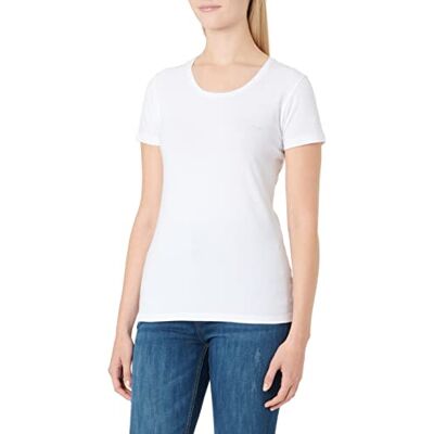 Giorgio Armani Iconic Cotton T-shirt för kvinnor, Vit A, XS Giorgio Armani Iconic Cotton T-shirt för kvinnor, Vit A, XS