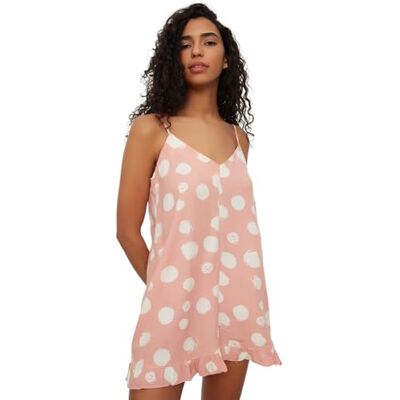 Trendyol Kvinnors polka prick vävd overall, pulverrosa, 42 Trendyol Kvinnors polka prick vävd overall, pulverrosa, 42