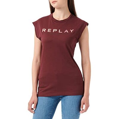 Replay Dam W3624D T-shirt, 459 vinröd röd, S Replay Dam W3624D T-shirt, 459 vinröd röd, S