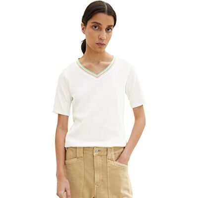 TOM TAILOR Damer T-shirt 1035472, 10315 Whisper White, XXS TOM TAILOR Damer T-shirt 1035472, 10315 Whisper White, XXS