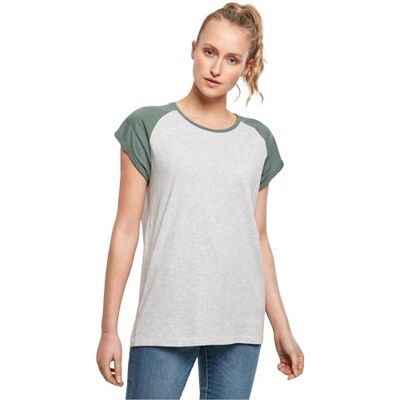 Urban Classics dam T-tröja Damer kontrast raglan te, Ljusgrå/Paleleaf, XXL Urban Classics dam T-tröja Damer kontrast raglan te, Ljusgrå/Paleleaf, XXL