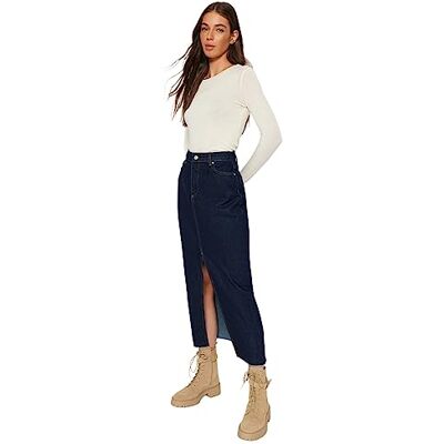 Trendyol FeMan A-linje denimkjol, mörkblå, 38, Mörkblått, 36 SE Trendyol FeMan A-linje denimkjol, mörkblå, 38, Mörkblått, 36 SE