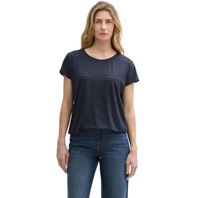 TOM TAILOR dam lös passform Ajour T-shirt, 10668 – himmelskaptensblå, XXL TOM TAILOR dam lös passform Ajour T-shirt, 10668 – himmelskaptensblå, XXL