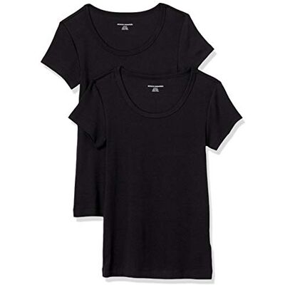 Amazon Essentials Women's T-shirt med smal passform med holkärm och rund hals, Pack of 2, Svart, XXL Amazon Essentials Women's T-shirt med smal passform med holkärm och rund hals, Pack of 2, Svart, XXL