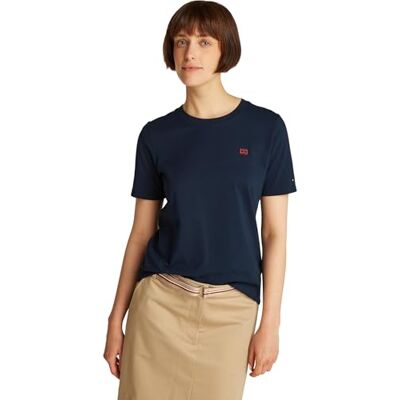 Tommy Hilfiger REG CONTRAST FLAGGA SS TEE WW0WW45522, blå, XS, Blå (mörk natt marinblå), XS Tommy Hilfiger REG CONTRAST FLAGGA SS TEE WW0WW45522, blå, XS, Blå (mörk natt marinblå), XS