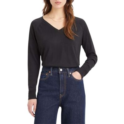Levi's dam petal v-neck tröja tröja, Kaviar, M Levi's dam petal v-neck tröja tröja, Kaviar, M