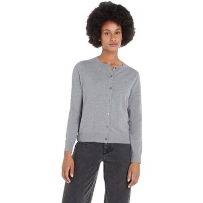 Tommy Hilfiger dam Co Jersey Stitch Cardigan tröja, Medium grå ljung, XS Tommy Hilfiger dam Co Jersey Stitch Cardigan tröja, Medium grå ljung, XS