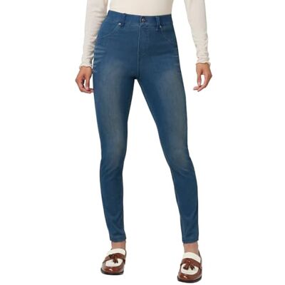 HUE Damers ultra mjuka denim leggings med hög midja strumpor, Steely Blue Wash, L HUE Damers ultra mjuka denim leggings med hög midja strumpor, Steely Blue Wash, L