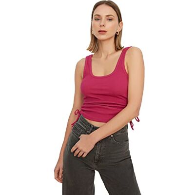 Trendyol Kvinnors detaljerade färja crop stickad idrottare t-shirt, plommon, medium Trendyol Kvinnors detaljerade färja crop stickad idrottare t-shirt, plommon, medium