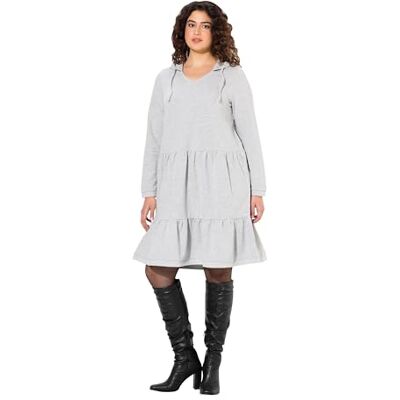 Ulla Popken sweatshirtklänning med huva, Ljusgrå lång, 50/52 SE Ulla Popken sweatshirtklänning med huva, Ljusgrå lång, 50/52 SE