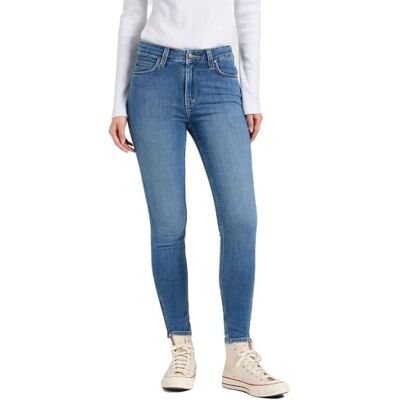 Lee Damjeans scarlett hög dragkedja, hög midja mager skuren passform, skinny ben, Blå buzz, 26W / 31L Lee Damjeans scarlett hög dragkedja, hög midja mager skuren passform, skinny ben, Blå buzz, 26W / 31L