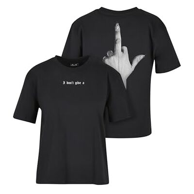 dam-t-shirt I Don't Give A Tee, avslappnad t-shirt med ryggtryck, normal passform, tryckt t-shirt, bomull, svart, M dam-t-shirt I Don't Give A Tee, avslappnad t-shirt med ryggtryck, normal passform, tryckt t-shirt, bomull, svart, M