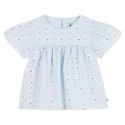 Petit Bateau Kortärmad bomullspoplin barnblus med tryck, Fräschhet/multico, 8 �r Petit Bateau Kortärmad bomullspoplin barnblus med tryck, Fräschhet/multico, 8 �r