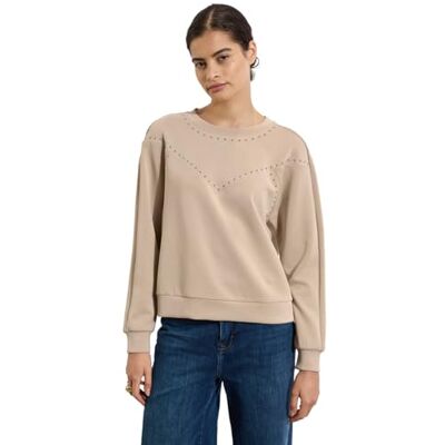 Street One Studio Silk-look skjorta med nitar, Clove beige, 44 Street One Studio Silk-look skjorta med nitar, Clove beige, 44