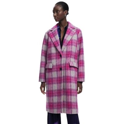 Desigual COAT_CUADRO_FUCSIA, 3033 ROSA FLUOR, L, Röd, L Desigual COAT_CUADRO_FUCSIA, 3033 ROSA FLUOR, L, Röd, L