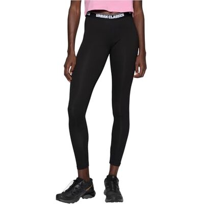 Urban Classics Dam, logotyp, leggings, Svart grå, M Urban Classics Dam, logotyp, leggings, Svart grå, M