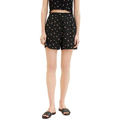 TOM TAILOR Denim Dam 1036855 Bermuda shorts, 31950-small svart blomtryck, M, 31950 – Litet svart blomtryck, M TOM TAILOR Denim Dam 1036855 Bermuda shorts, 31950-small svart blomtryck, M, 31950 – Litet svart blomtryck, M