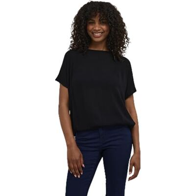 KAFFE dam Dam Blus Shorts Badärmar Rund Hals Elastisk Fåll Lös Passform Blus KAFFE dam Dam Blus Shorts Badärmar Rund Hals Elastisk Fåll Lös Passform Blus