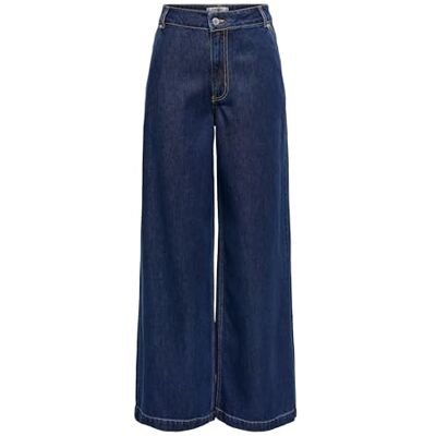 ONLY Onlingrid Mid Waist Wide DNM Qyt, Mörkblå denim, 31W / 32L ONLY Onlingrid Mid Waist Wide DNM Qyt, Mörkblå denim, 31W / 32L