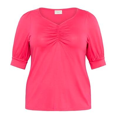 Kaffe Curve Plus-storlek damblus kortärmad Sweetheart Neck Regular Fit, hallon, XL Stor Kaffe Curve Plus-storlek damblus kortärmad Sweetheart Neck Regular Fit, hallon, XL Stor