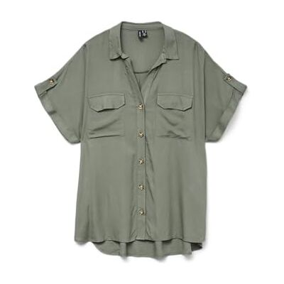 VERO MODA Vmbumpy S/S Shirt WVN Ga Noos, Grön, M VERO MODA Vmbumpy S/S Shirt WVN Ga Noos, Grön, M