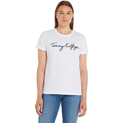Tommy Hilfiger Dam T-shirt Heritage Crew Neck Graphic Tee med rund hals, Klassisk vit, XXS Tommy Hilfiger Dam T-shirt Heritage Crew Neck Graphic Tee med rund hals, Klassisk vit, XXS