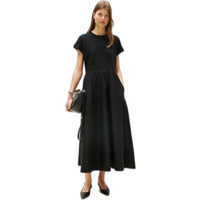 Tommy Hilfiger dam modern Cody MIDI mix F&F DRS WW0WW46711 utsvängd klänning, svart (svart), XS, svart (svart), XS Tommy Hilfiger dam modern Cody MIDI mix F&F DRS WW0WW46711 utsvängd klänning, svart (svart), XS, svart (svart), XS