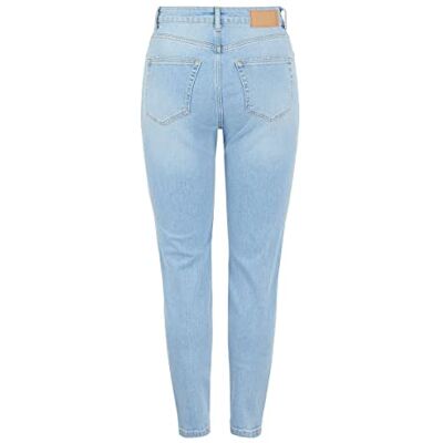 PIECES Kvinnlig mamma jeans hög midja, Ljusblå denim, S PIECES Kvinnlig mamma jeans hög midja, Ljusblå denim, S