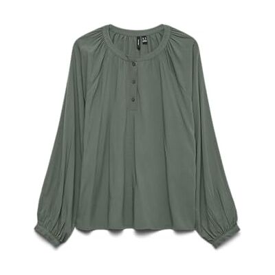 VERO MODA Vmbella Ls Placket Top WVN Ga Noos, Laurelkrans, XS VERO MODA Vmbella Ls Placket Top WVN Ga Noos, Laurelkrans, XS