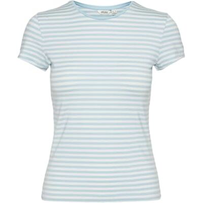 VERO MODA dam Vmines Fiona Ss O-Neck Top VMA Noos T-shirt, Porslin blå/ränder: vit, XS VERO MODA dam Vmines Fiona Ss O-Neck Top VMA Noos T-shirt, Porslin blå/ränder: vit, XS