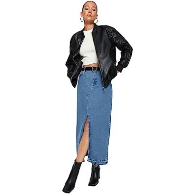 Trendyol damer rak plus size rockar, svart, M stor Trendyol damer rak plus size rockar, svart, M stor